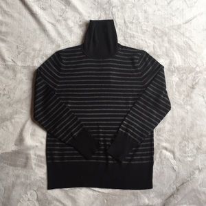 Women’s turtleneck sweater, black and grey strips